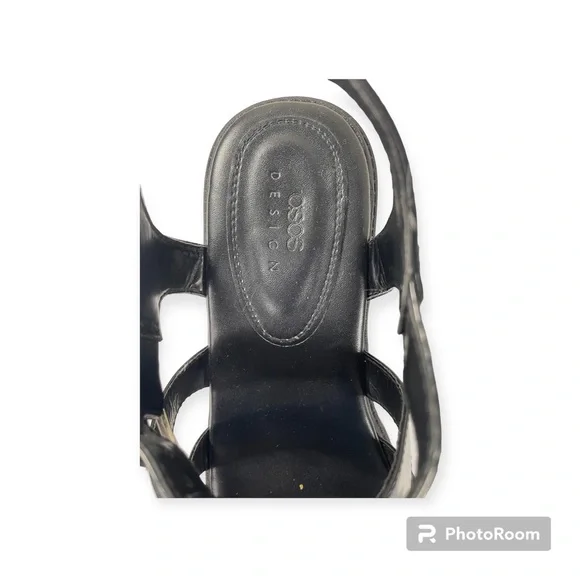 ASOS Hollis Huarache Y2K Chunky Fisherman Mid Heeled Strappy Sandals Black W9 - Picture 4 of 7